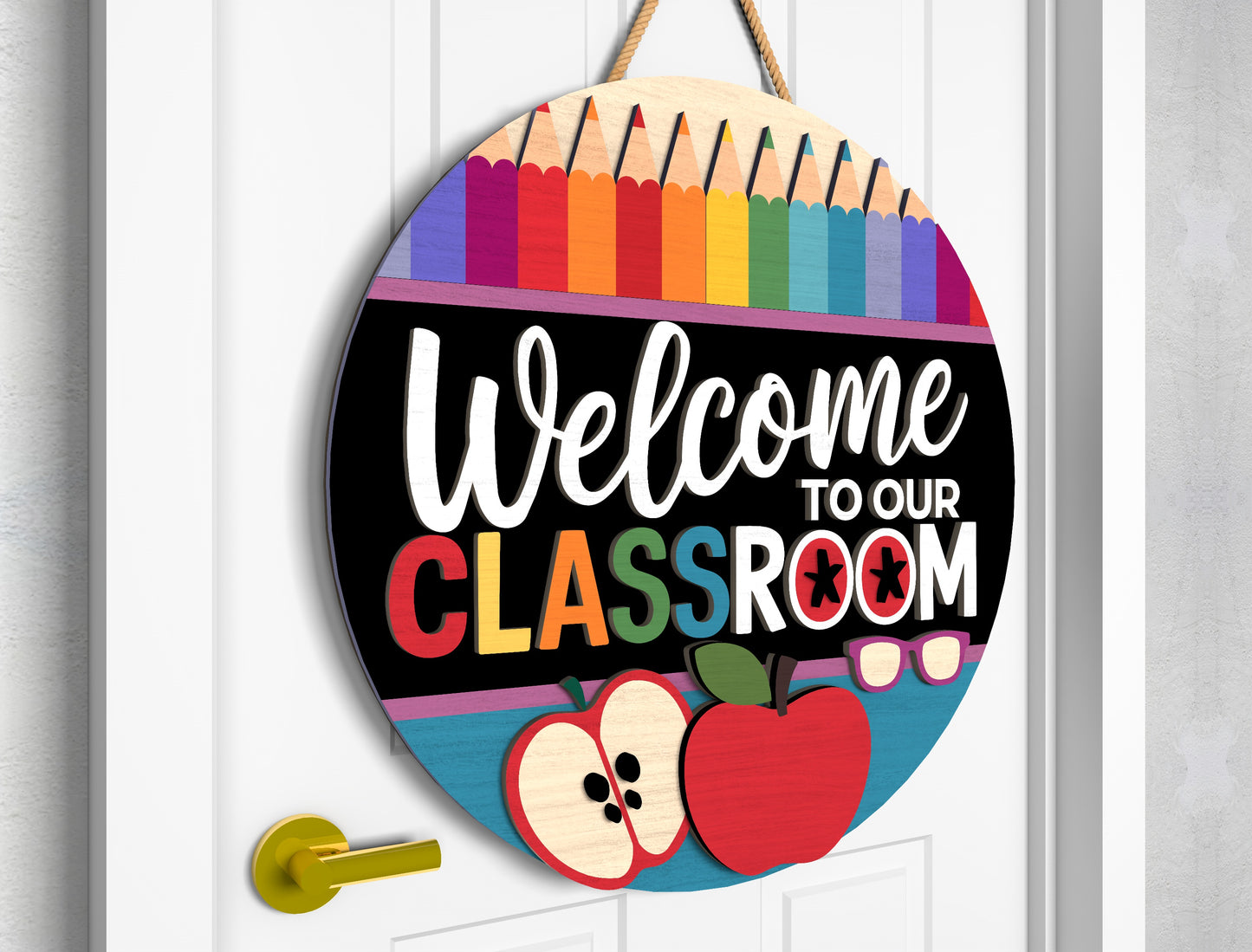 Classroom Door Hanger SVG Laser Cut File for Glowforge and xTool