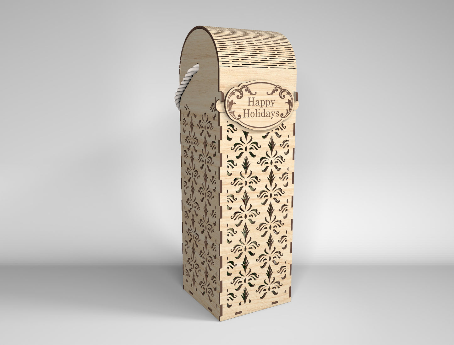 Wine Bottle Gift Box Bundle SVG Laser Cut File for Glowforge and xTool