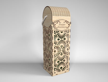 Wine Bottle Gift Box Bundle SVG Laser Cut File for Glowforge and xTool