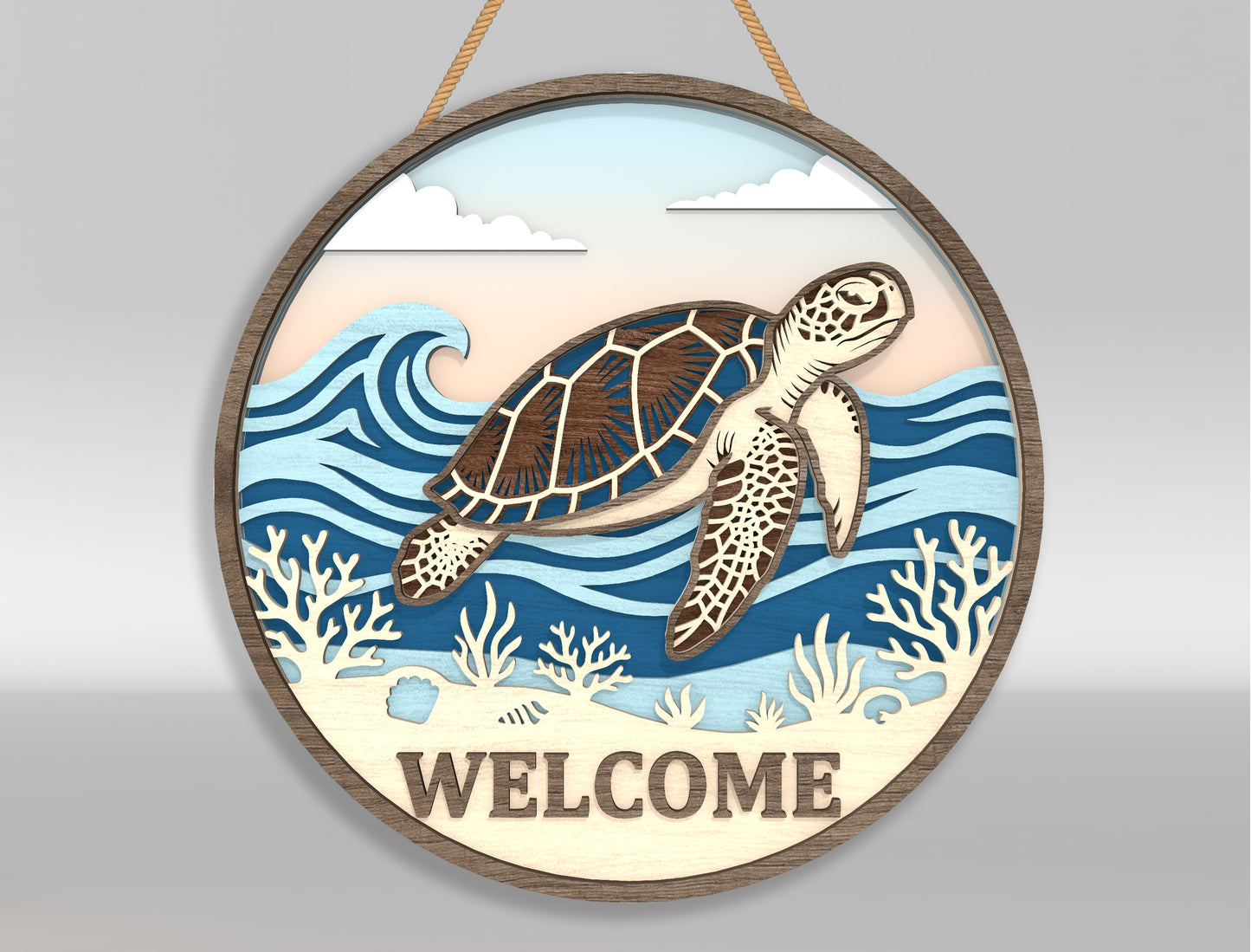 Ocean Welcome Door Hanger SVG Bundle for Glowforge and LightBurn