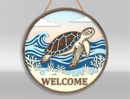 Ocean Welcome Door Hanger SVG Bundle for Glowforge and LightBurn