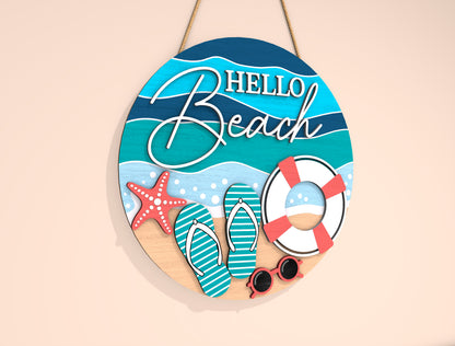 “Hello Beach” Door Sign SVG Laser Cut File for xTool and Glowforge