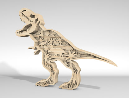 Multilayer Dinosaur SVG for Glowforge xTool Layered T Rex Laser Cut File