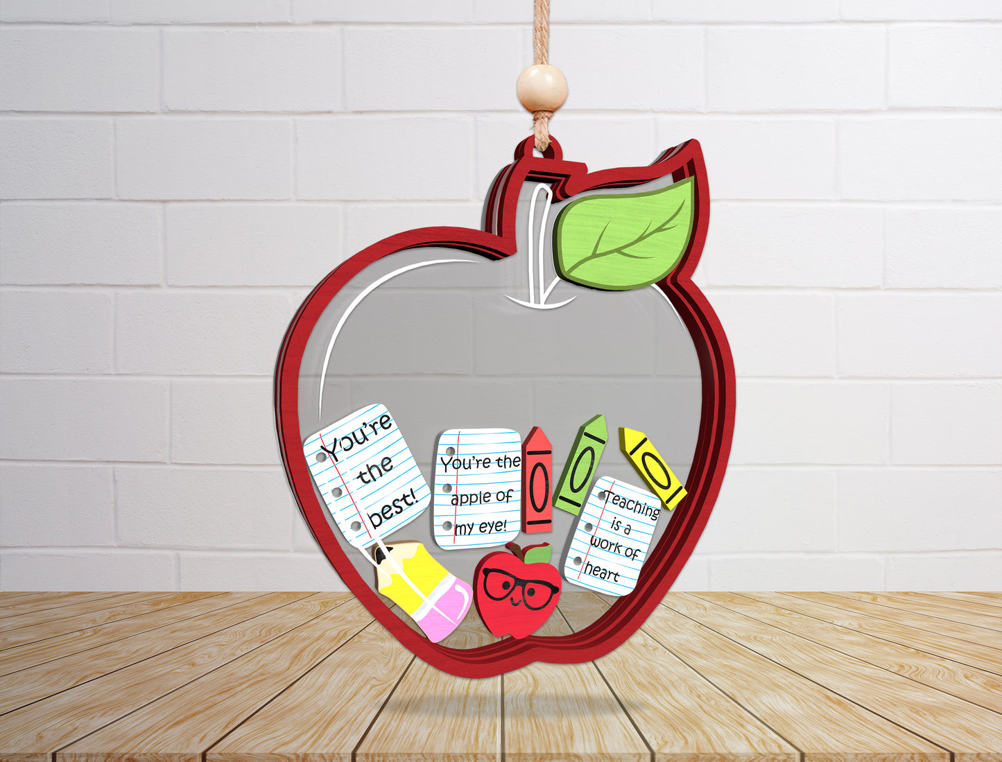 Teacher Shaker Ornament SVG Laser Cut File for Glowforge and xTool