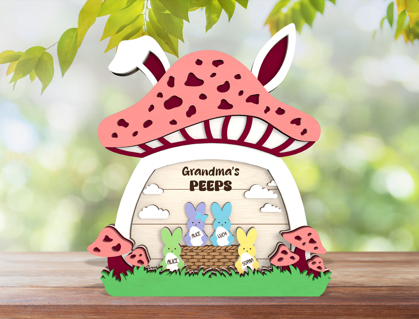 Personalized Grandma Peeps Easter Tabletop Sign SVG for Glowforge and xTool