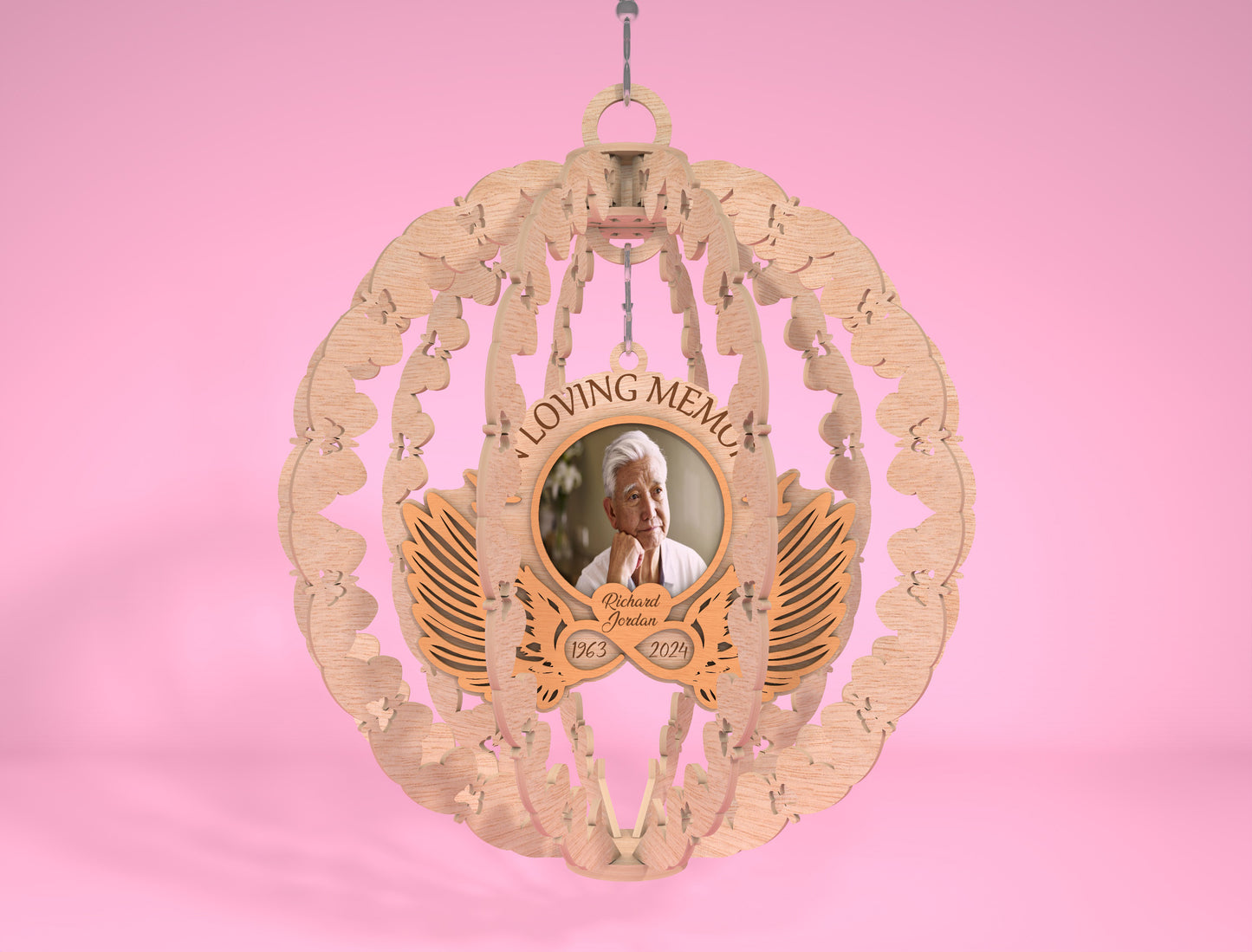 Memorial Wind Spinner SVG Photo Frame for Glowforge and xTool