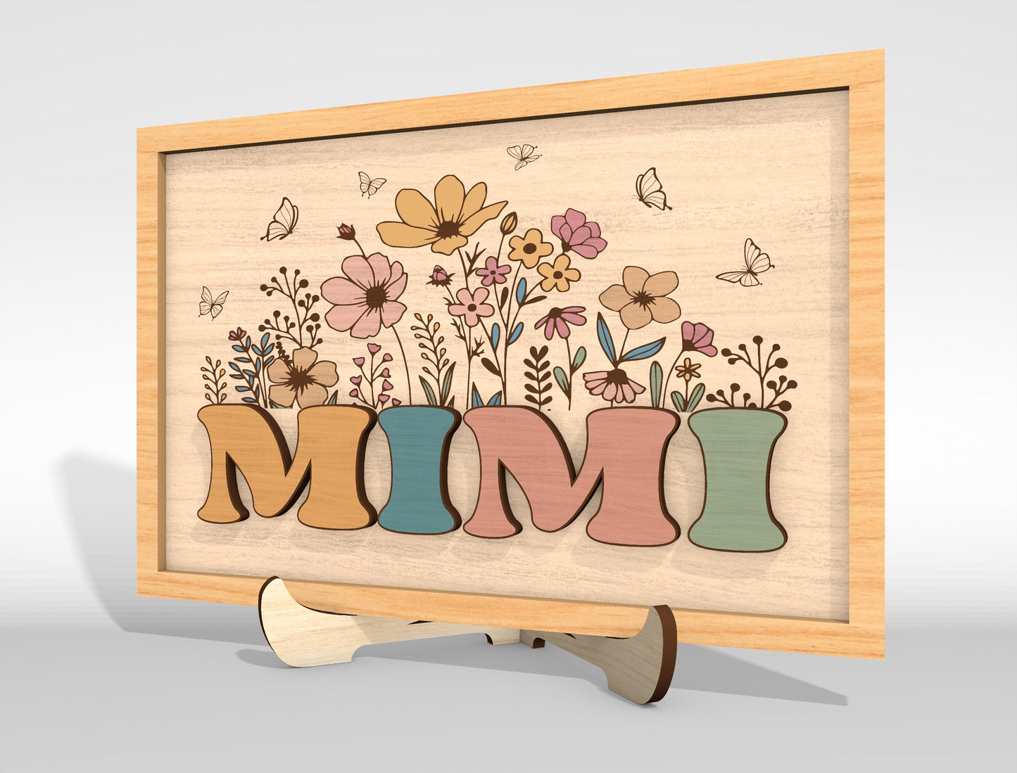 Personalized Mom Grandma Nana Floral Frame Sign SVG for Glowforge and LightBurn
