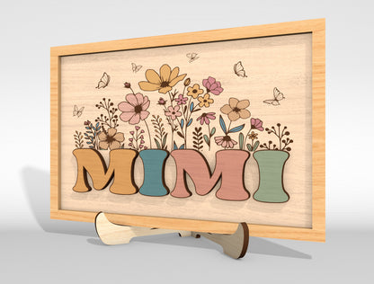 Personalized Mom Grandma Nana Floral Frame Sign SVG for Glowforge and LightBurn