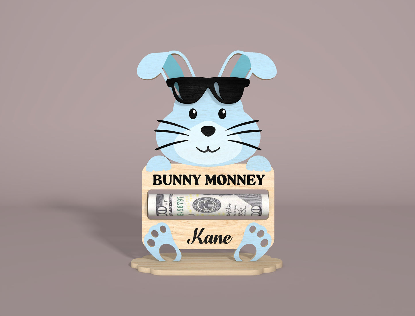 Personalized Bunny Money Holder SVG Easter Cash Gift for LightBurn and xTool