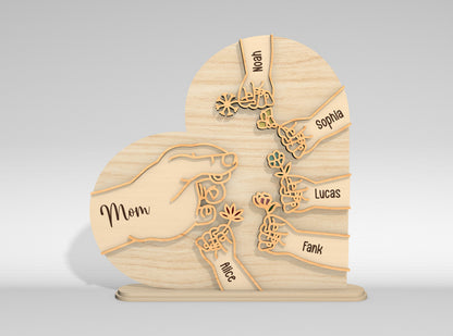 Personalized Family Hands Name Sign SVG for Glowforge and xTool