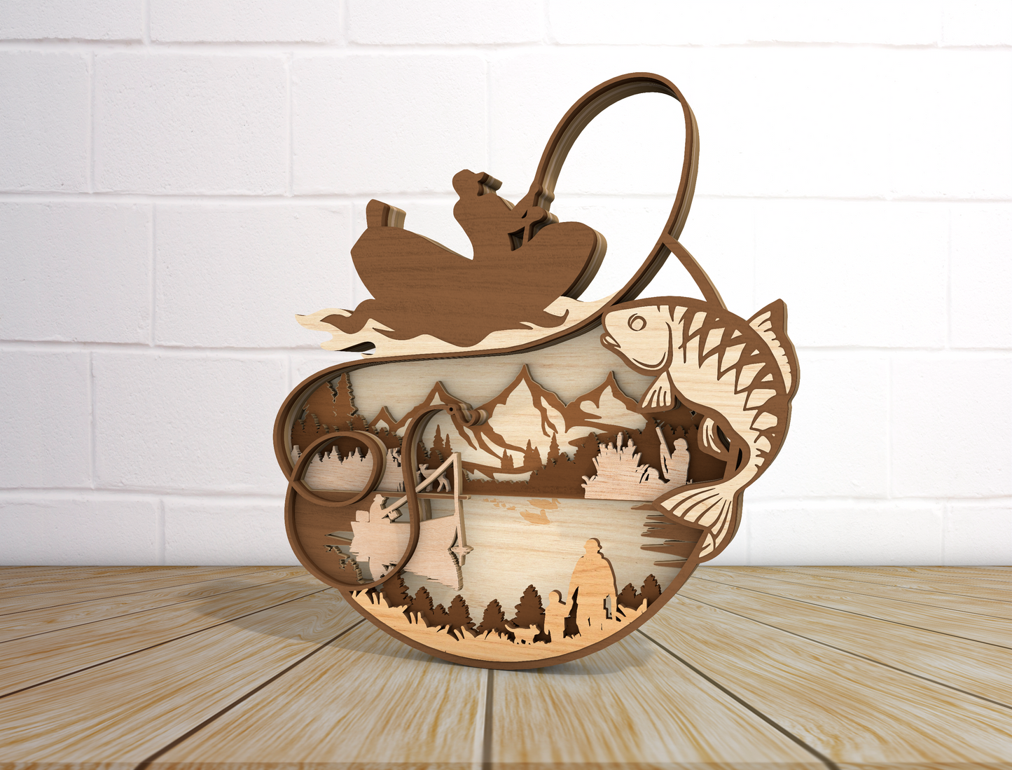 Fishing Father and Child Scene Sign SVG Laser Cut File for xTool and LightBurn