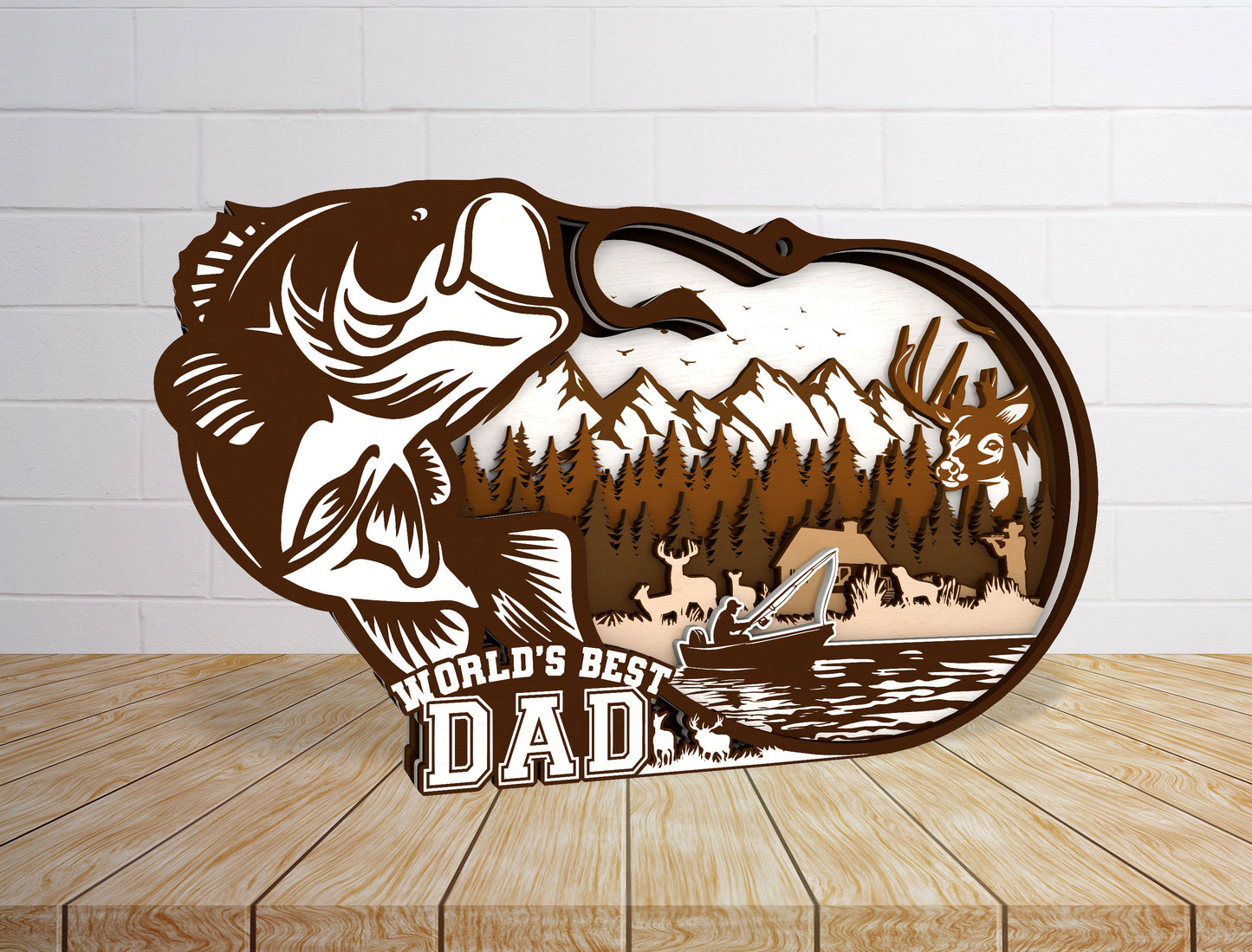 Best Buckin Daddy Hunting Fishing Sign SVG Laser Cut File for Glowforge and xTool