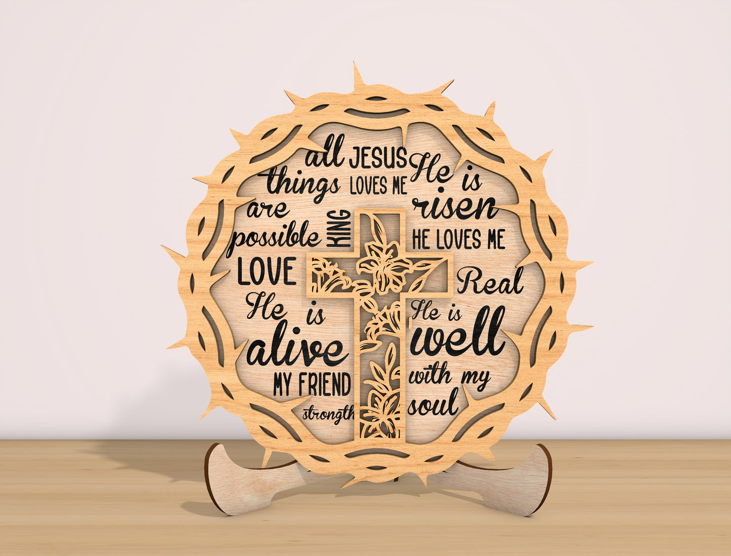 Christian Easter Typography Sign SVG Bundle Bible Verse for LightBurn