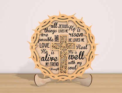 Christian Easter Typography Sign SVG Bundle Bible Verse for LightBurn