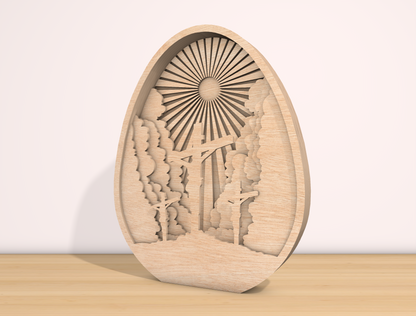 Multilayer Easter Cross Scene SVG Christian Sunrise for Glowforge and xTool