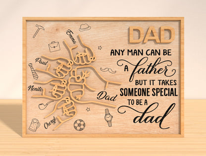 Any Man Can Be a Father Laser Cut File | Papaw Dad Hand Fist Sign | Family Quote Wooden Decor | Glowforge, xTool, LightBurn, etc.