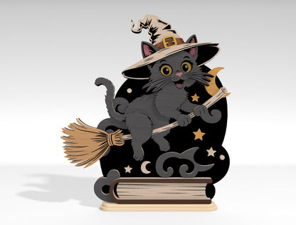 Halloween Cat Tabletop Decor SVG Bundle Laser Cut Files for Glowforge