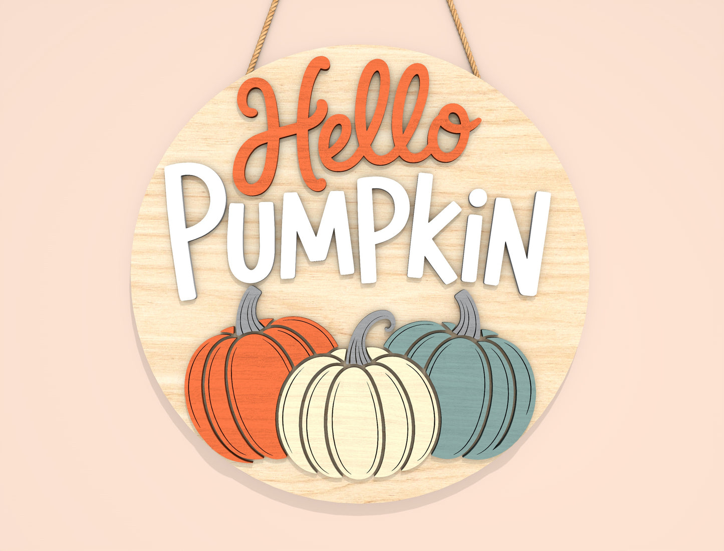 Hello Pumpkin Door Hanger SVG Set for Glowforge xTool LightBurn | 2 Designs