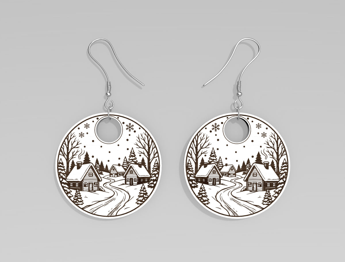 Christmas Winter Scene Wood Earring SVG Bundle 3