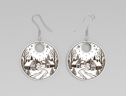 Christmas Winter Scene Wood Earring SVG Bundle 3