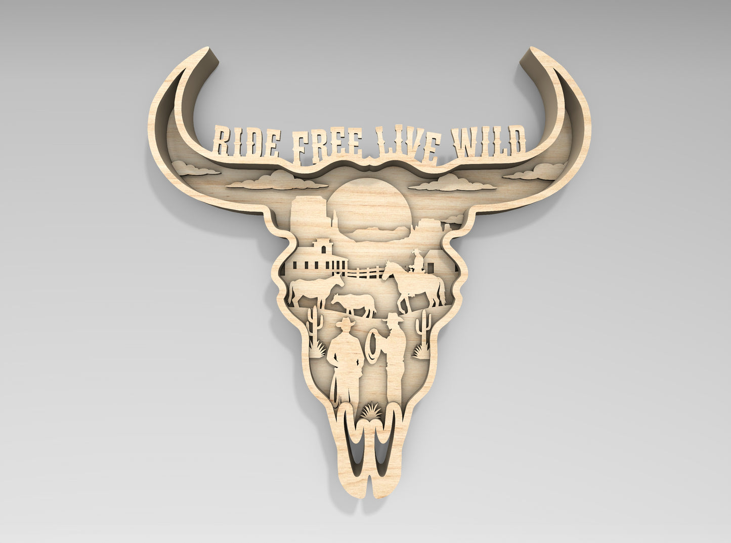 Western Cowboy Multilayer SVG Laser Cut File Bundle for Glowforge
