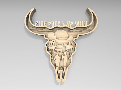 Western Cowboy Multilayer SVG Laser Cut File Bundle for Glowforge