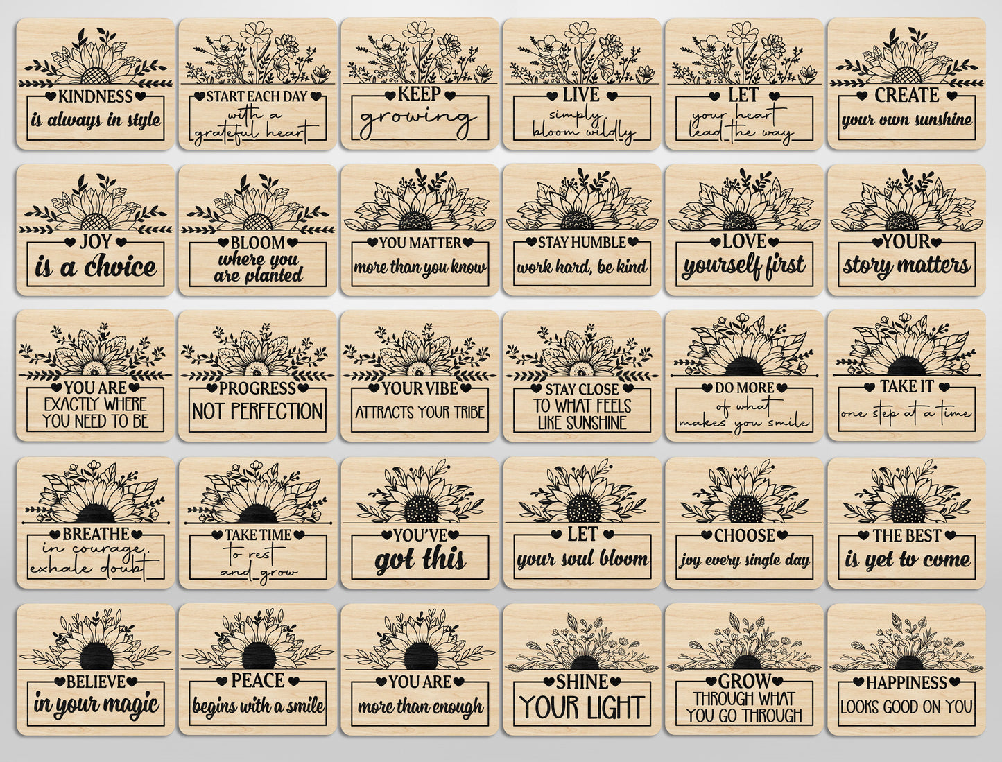 Motivational Fridge Magnet SVG Bundle for xTool and Glowforge
