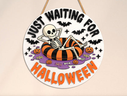 Skeleton Halloween Door Sign SVG Bundle for Glowforge xTool LightBurn 4 Designs