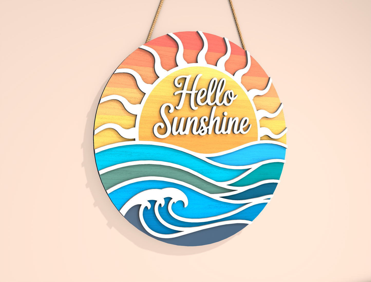 “Hello Sunshine” Beach Door Sign SVG for Glowforge and LightBurn
