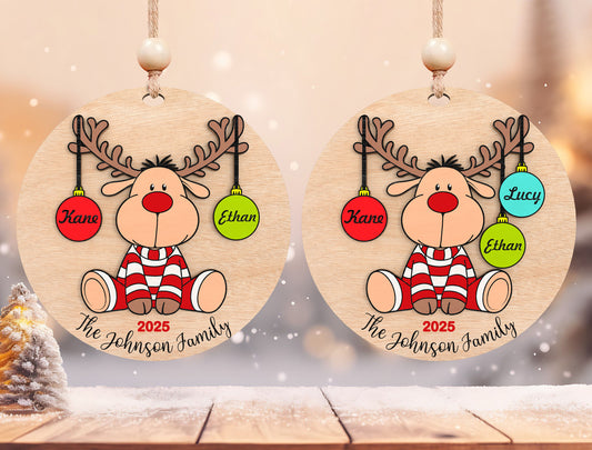 Personalized Family Name Reindeer Christmas Ornament SVG 2