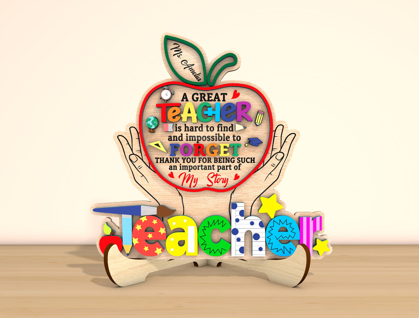Teacher Appreciation Tabletop Sign SVG Bundle Laser Cut File for Glowforge and LightBurn