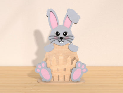 Bunny Basket SVG Bundle Cute Rabbit Egg Holder Easter for LightBurn and xTool