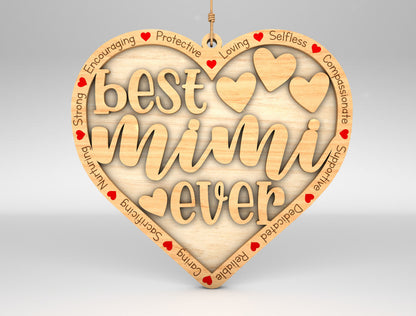 Best Nana Ever Heart Ornament SVG for LightBurn and xTool