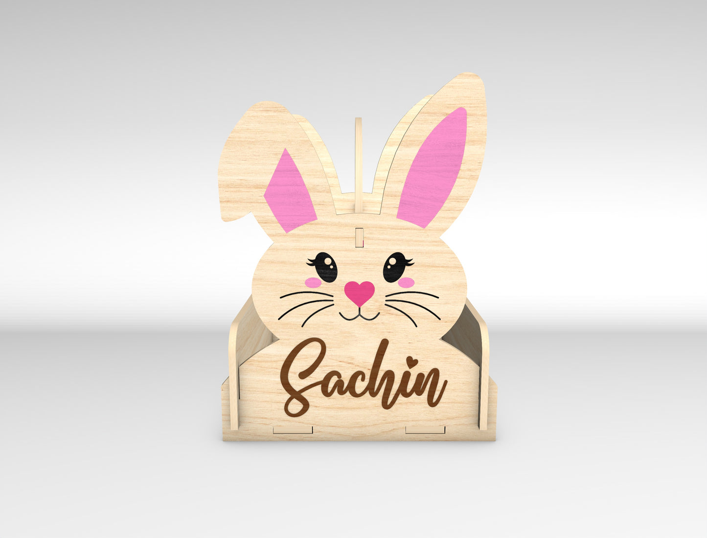 Personalized Easter Bunny Basket SVG Bundle 5 Designs for LightBurn and xTool