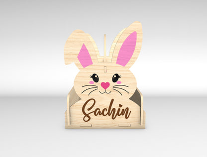 Personalized Easter Bunny Basket SVG Bundle 5 Designs for LightBurn and xTool