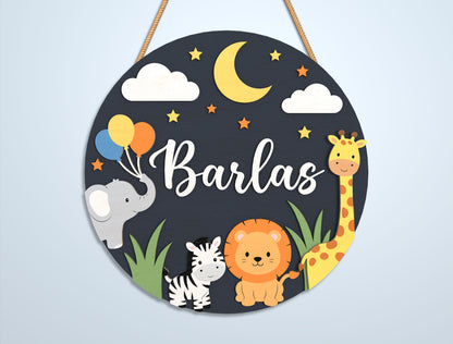 Personalized Safari Baby Name Sign SVG Bundle for Glowforge and xTool