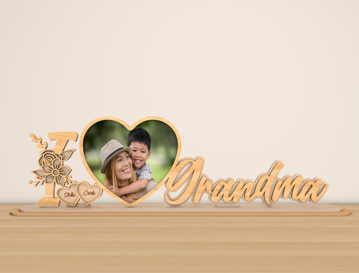Personalized Mom Name Photo Stand SVG Bundle for LightBurn and xTool