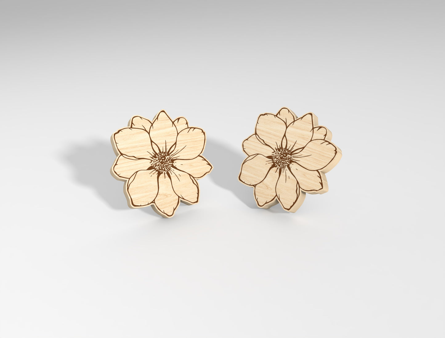Flower Stud Earring SVG Bundle Minimal Floral for Glowforge and xTool
