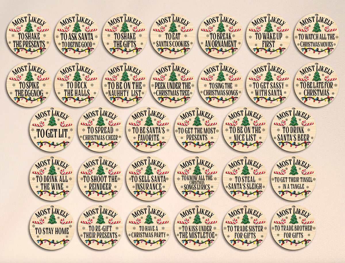 Most Likely To Christmas Ornament SVG Bundle Funny Laser Cut 2