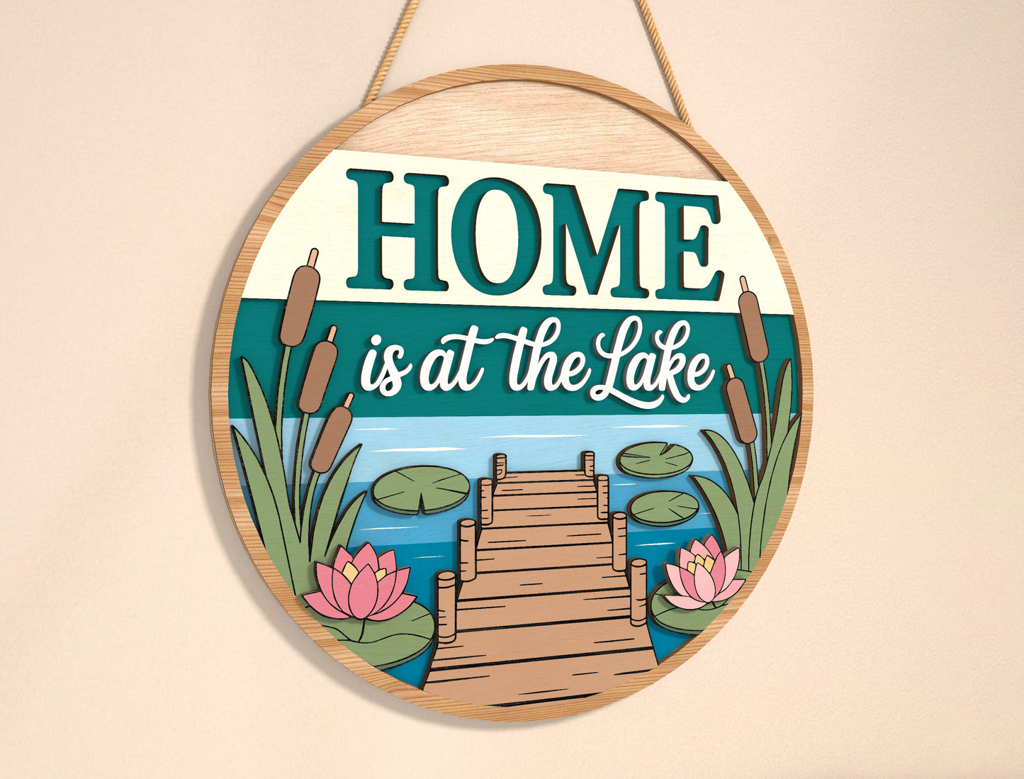 “Home is at the Lake” Door Sign SVG for Glowforge and LightBurn