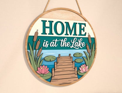 “Home is at the Lake” Door Sign SVG for Glowforge and LightBurn