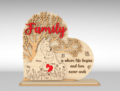 Custom Name Wolf Family Tree Sign SVG for LightBurn and Glowforge