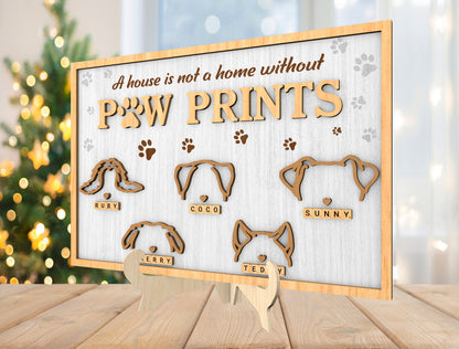 Personalized Dog Memorial Tabletop Sign SVG Custom 1 to 5 Names Laser Cut File for xTool