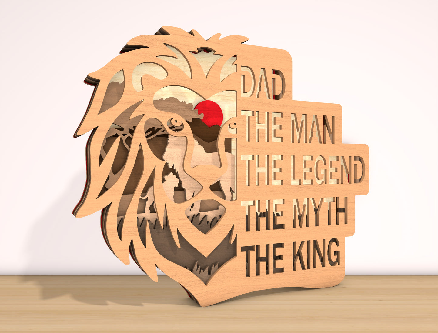 Dad The Man The Legend The Myth The King Laser Cut File | Lion Silhouette Father Decor | Layered Wooden Art | Glowforge, xTool, LightBurn, etc.