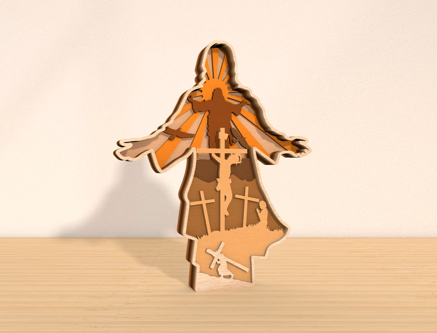 Jesus Silhouette SVG 7 Layer Multilayer Religious Easter for Glowforge