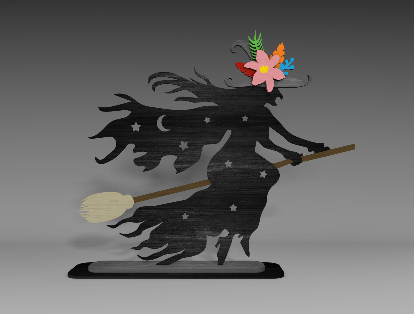 Halloween Witch Silhouette SVG Bundle Standing Shelf Sitter for LightBurn Glowforge xTool 3 Designs