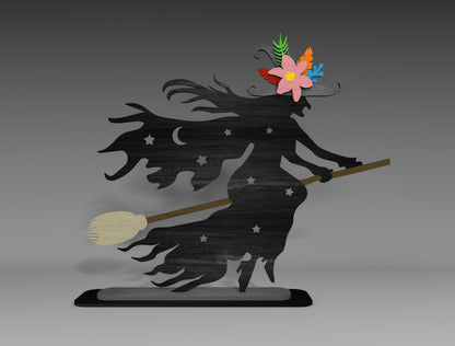 Halloween Witch Silhouette SVG Bundle Standing Shelf Sitter for LightBurn Glowforge xTool 3 Designs