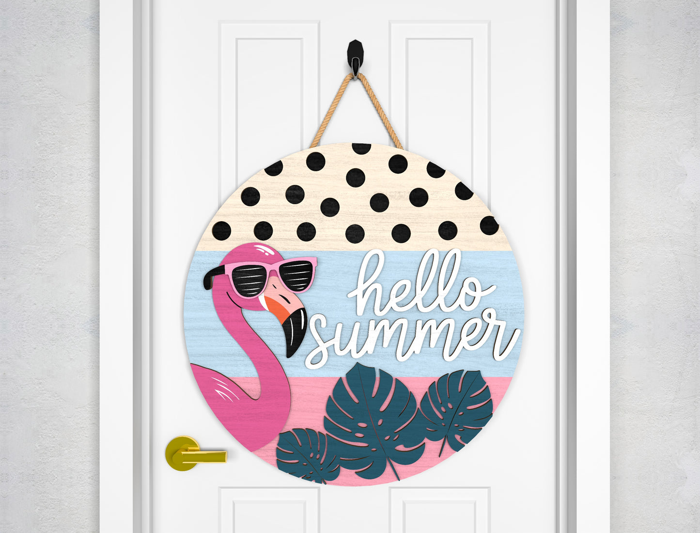 Flamingo Summer Door Hanger SVG Bundle for Glowforge