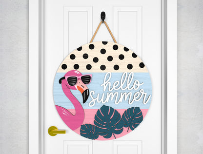 Flamingo Summer Door Hanger SVG Bundle for Glowforge