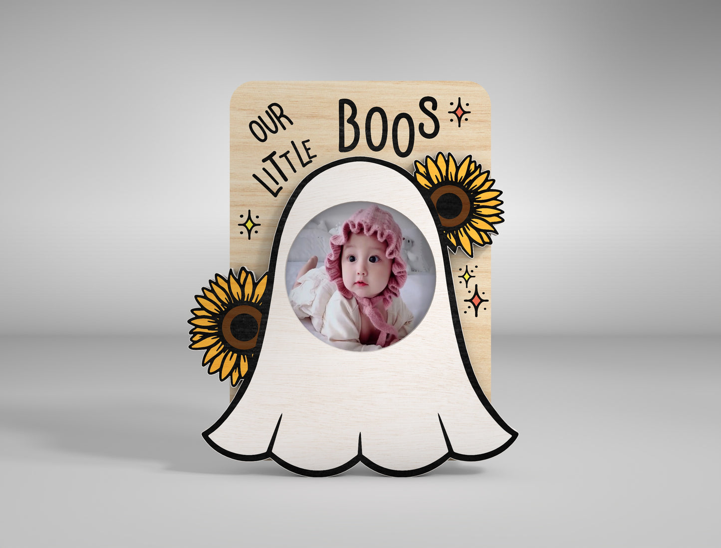 Halloween Ghost Fridge Magnet Photo Frame SVG for LightBurn xTool Glowforge 5 Designs